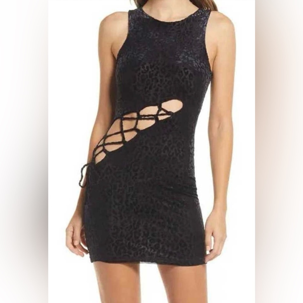 Naked wardrobe velvet leopard print dress